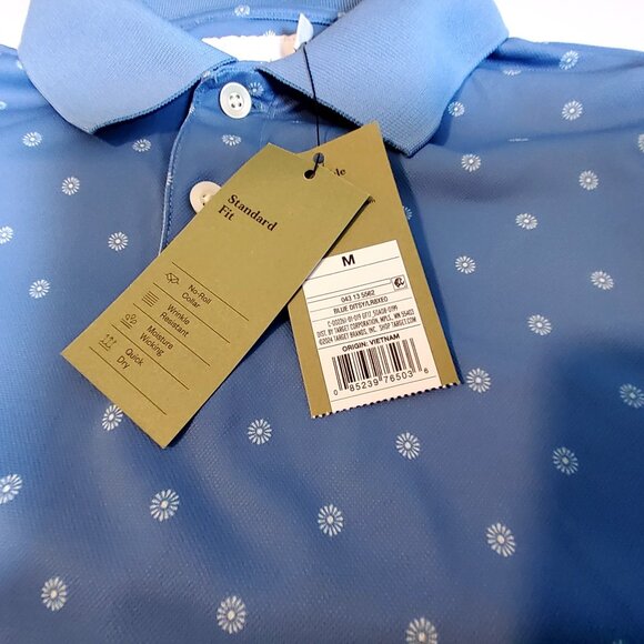 Mens Blue Polka Dot Polo Shirt M Standard Fit By Goodfellow & Co  button closure - Picture 8 of 8